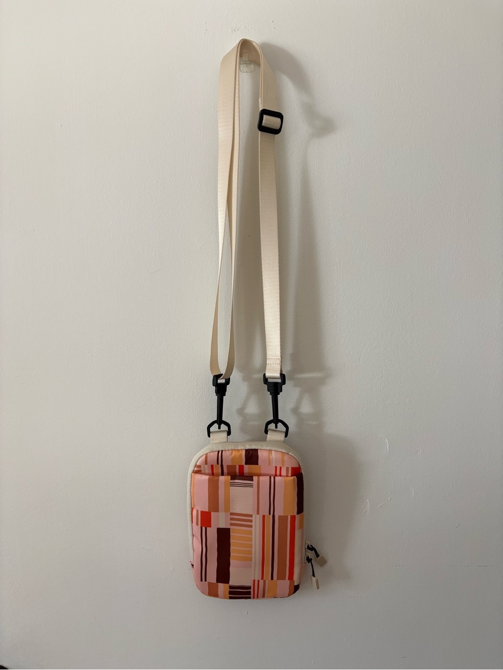 Striped Mini Crossbody Bag in Pink and Cream